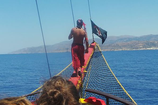 Pirate boat cruise from Hersonissos with pirate theme and adventure